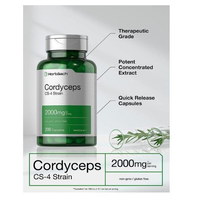 Cordyceps 2000mg | 200 cap | Mushroom Supplement| Cordyceps Militaris