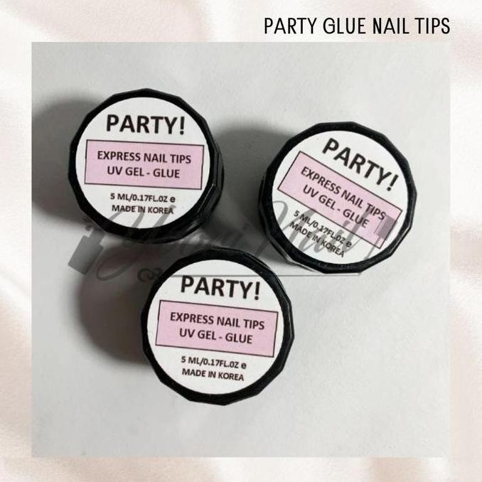 HARGA DISC - PARTY Glue nail tips extension gel party halal 5ml extension nail glue gel