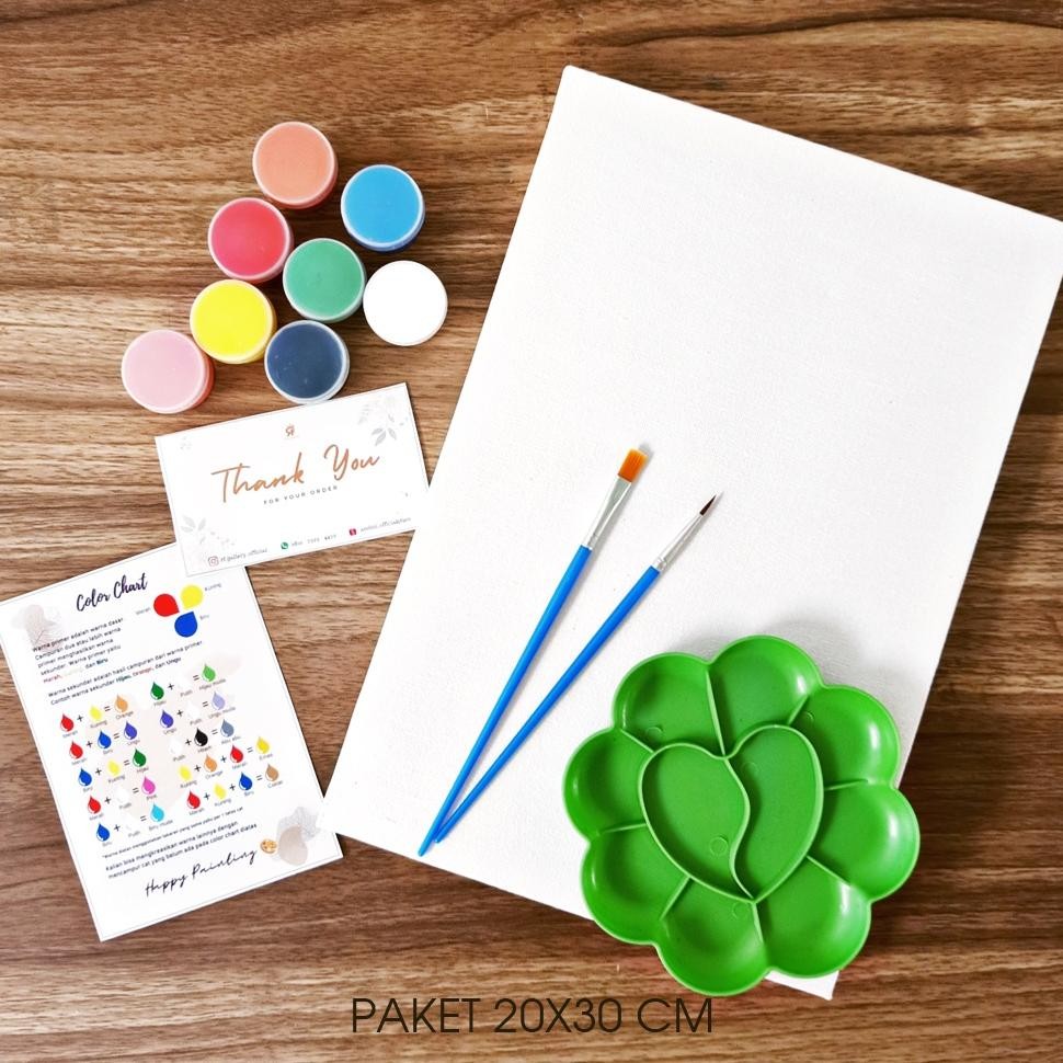 

My56 Paket Lukis Kanvas 20X20 Cm 20X30 Cm Lengkap Peralatan Perlengkapan Melukis Anak Cat Air Akrilik Palet Kuas Set Canvas Painting Kit Diy Hampers Kado Siap Pakai My56