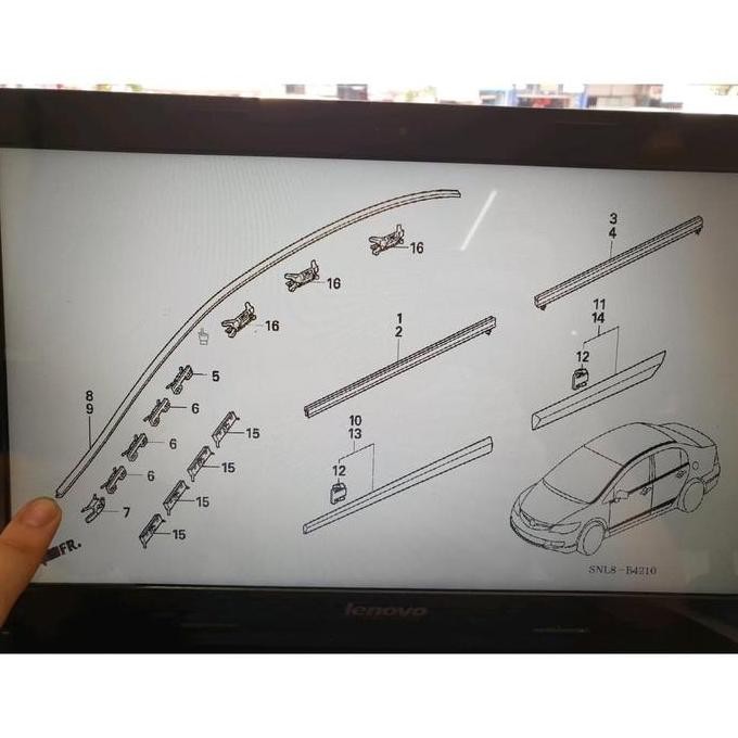 KARET LIST ROOF ATAP BAGIAN ATAS SAMPING KACA DEPAN CIVIC FD FD1 FD2