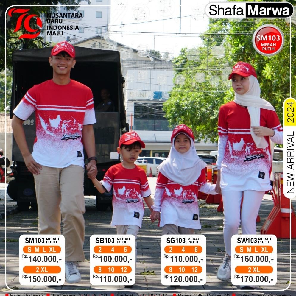 Baju Kaos Seragam Couple Edisi Kemerdekaan Merah Putih Agustusan Sm 103 Shafa Marwa