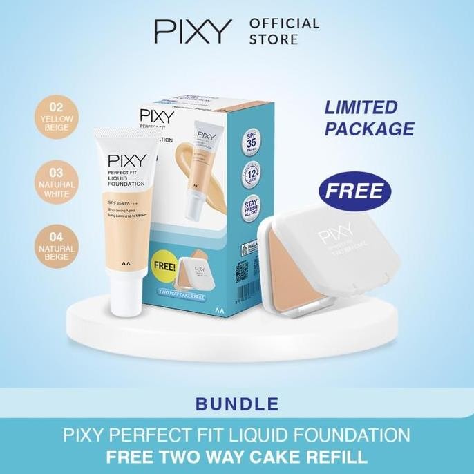 SIAP KIRIM PAKET HEMAT PIXY FOUNDATION + REFILL BEDAK PIXY PERFECT FIT - BEDAK & FOUNDATION BUNDLE