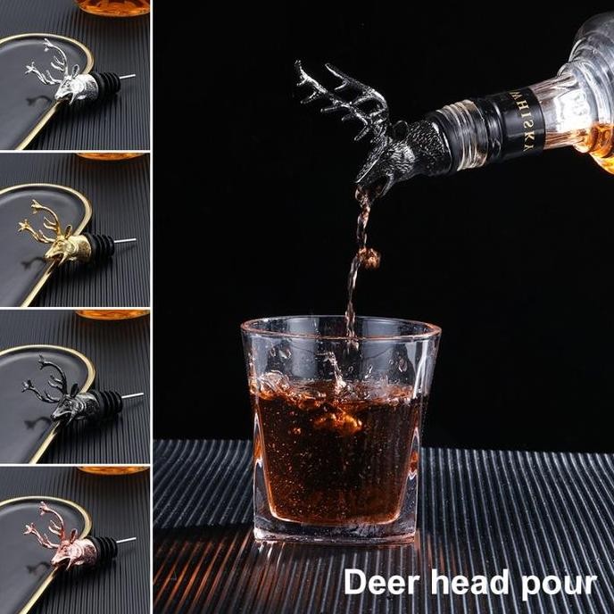 New Wine Pourer Bottle Stopper Zinc Alloy Deer Head Tutup Botol Wine
