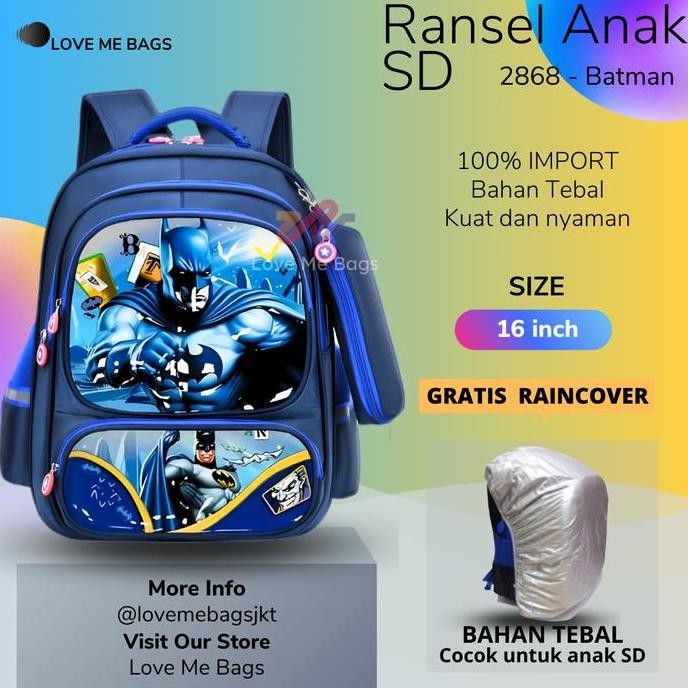 Promo / Terlaris LMB Tas Anak Sekolah Laki Laki SD Import Bahan Nilon Premium Karakter Superhero Son