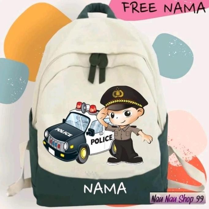 Promo / Terlaris (FREE NAMA) TAS RANSEL ANAK KARAKTER POLISI KEREN BUAT ANAK Terbaik