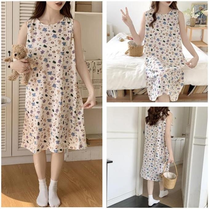baru Daster Terusan Baju Tidur Wanita Dewasa Tanpa Lengan