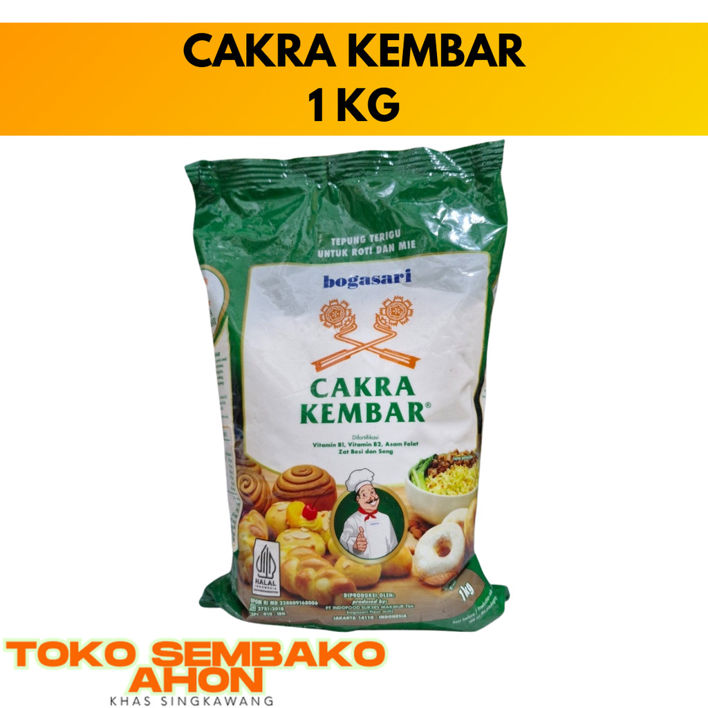 

CAKRA KEMBAR PREMIUM BOGASARI TEPUNG TERIGU 1 KG / Tepung Terigu Cakra Kembar 1kg / Tepung Roti Cakra Bogasari / Terigu Protein Tinggi Cakra Kembar