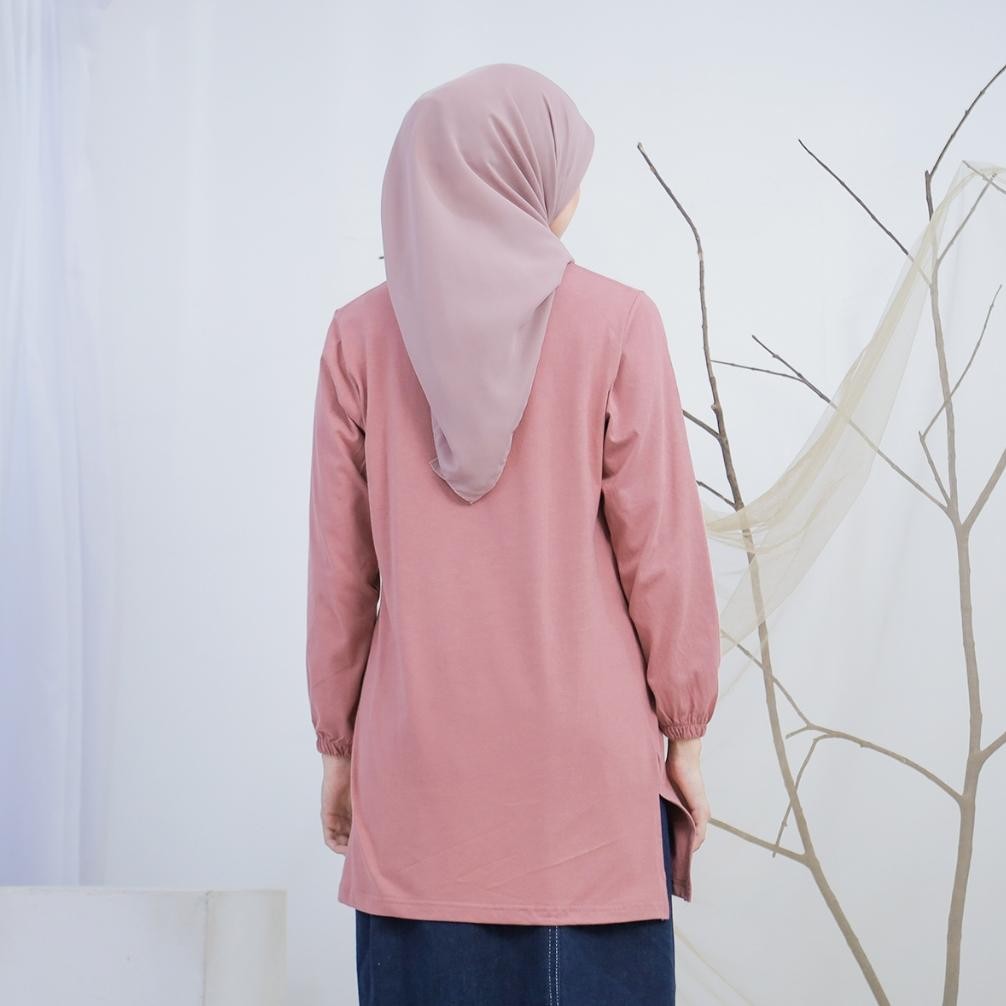 Terbaru Long Tunik Kaos Kasual Motif Bunga Lengan Balon Atasan Wanita Terbaru Kombed 20s Jumbo Musli