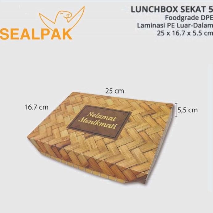 Paper Lunchbox Sekat 5 / Kotak Nasi / Kotak Bento / Dus Nasi (Motif)