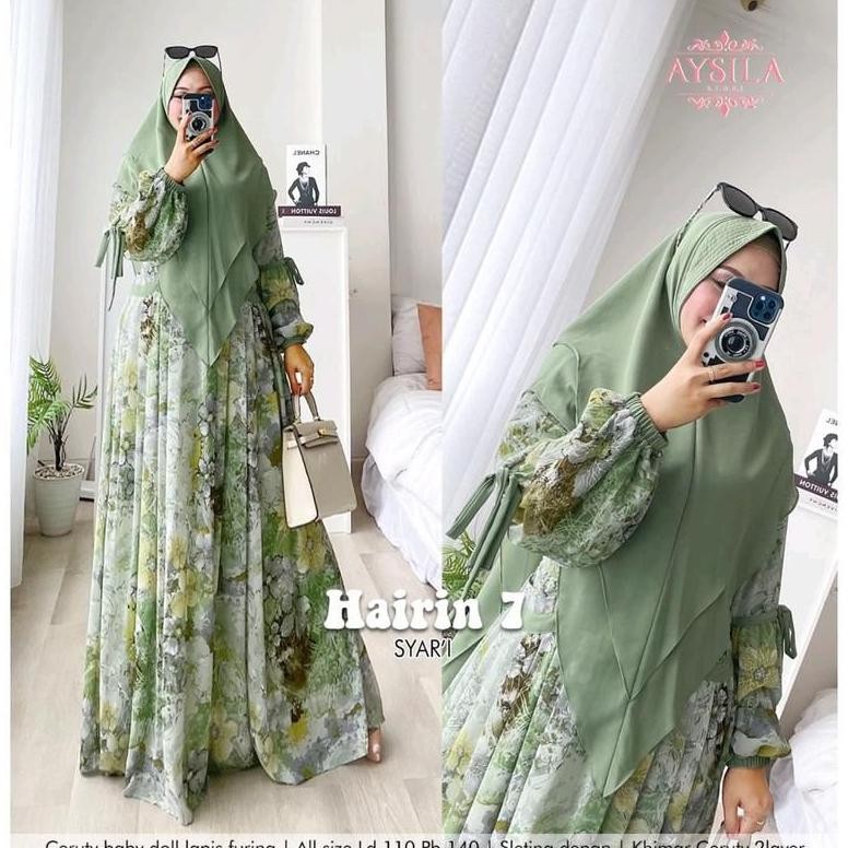 New HAIRIN 7 LD110 & LD120 (LABEL SAVNA) | SET GAMIS SYARI HIJAB CERUTY BUSUI FRIENDLY 