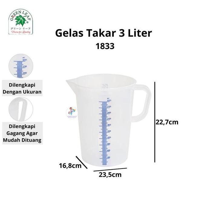 Laris Gelas Ukur Takar 3 Liter 1833 Green Leaf