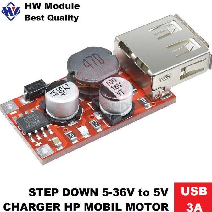 Modul Usb 5V 3A Charger Hp Power Bank- Dc Step Down Mobil Motor Xl2001