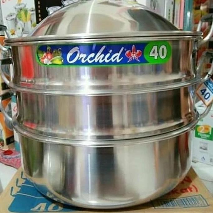 KALAKAT PANCI KUKUSAN ORCHID 40CM panci sarangan susun tiga HM