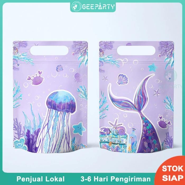 

10 Pcs Tas Permen Ekor Putri Duyung Berdiri Tas Kantong Tas Ziplock Untuk Pesta Ulang Tahun Dekorasi