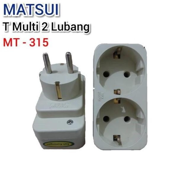 Steker T Multi + Stop Kontak 2 Lubang Putih Matsui - Mt315 Pth