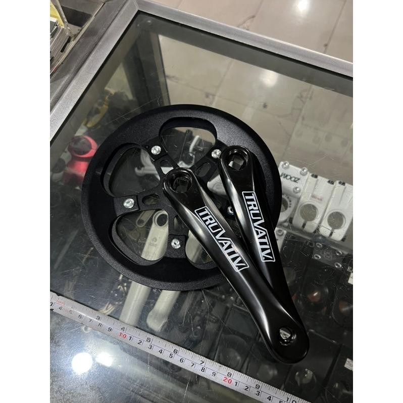 Part Sepeda Crank Fixie 46T Hitam Alloy Besi Steel Aluminium Fixie Gir Depan Gear Bb Kotak Fixed Gea