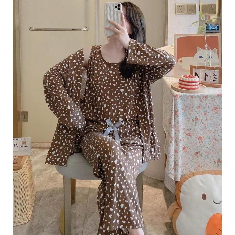Set Kimono 3In1 Pp Import/ Baju Tidur Kimono Set Kekinian / Set Kimono Wanita Terbaru