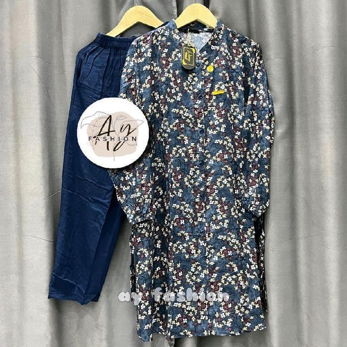 DWF setelan long tunik ld 120 bahan rayon twill premium set long full motif oneset jumbo setelan ras