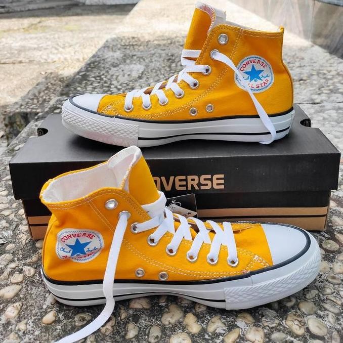 Sepatu Converse All Star Original High Basic Yellow Kuning Tinggi Ori (Best Quality)