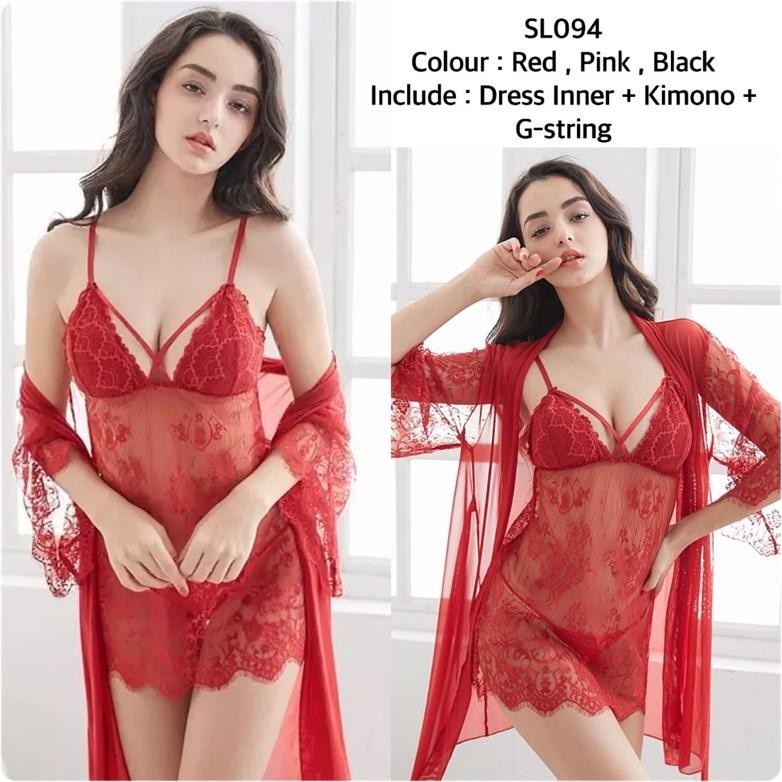 Sexy Lingerie Kimono Oneset Baju Tidur Sexy Lingerie Wanita / Lingerie Kimono / Kimono Transparan 94