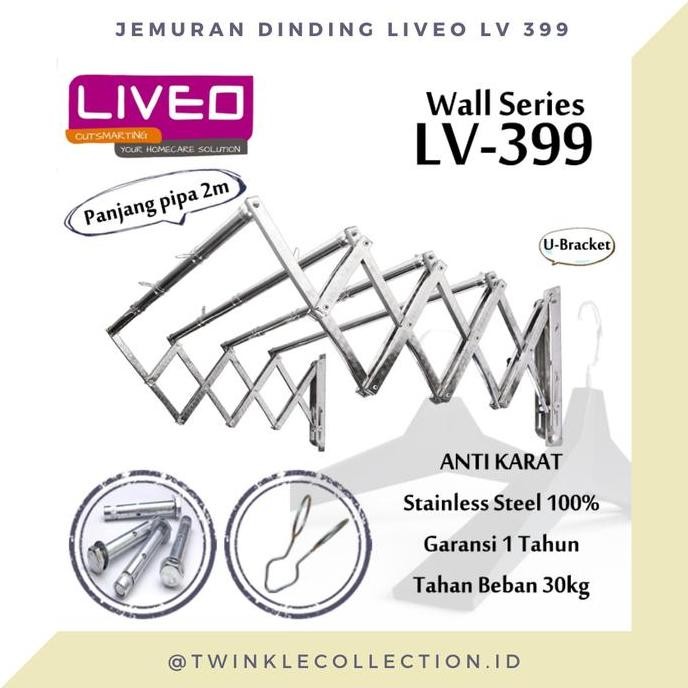 Jemuran Dinding 2 meter Stainless LIVEO LV 399 - Jemuran Lipat Dinding
