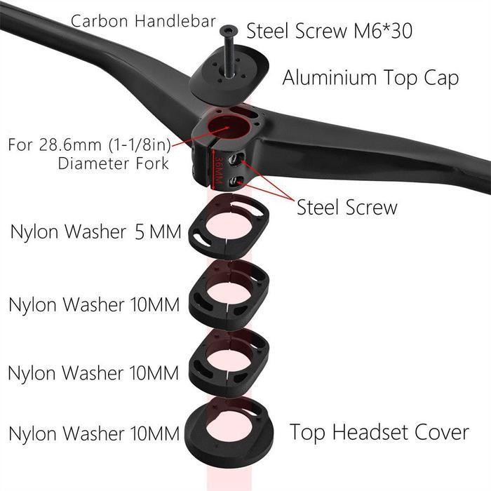 Kocevlo Mtb Integrated Carbon Handlebar Internal Cable Routing Stem 65 / 85Mm Stang Sepeda Gunung Cr