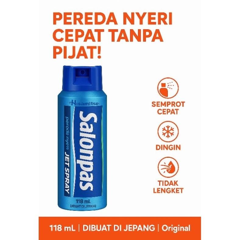 Salonpas Jet Spray 60ml / 118ml - Obat Semprot Nyeri Otot & Pegal Linu | Original Jepang DiM