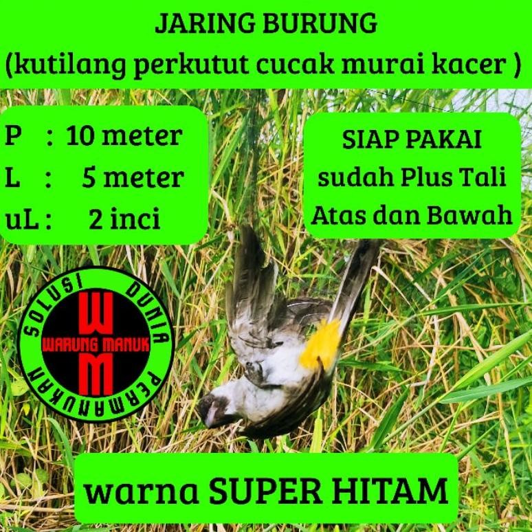 jaring burung kutilang 10x5 meter perangkap perkutut jala punai jaring senar hitam 10 meter jaring b