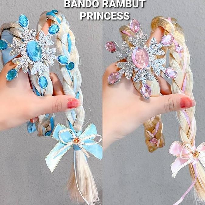 Bando Rambut Princess Pink / Wig Kepang Rambut Frozen Elsa Aksesoris