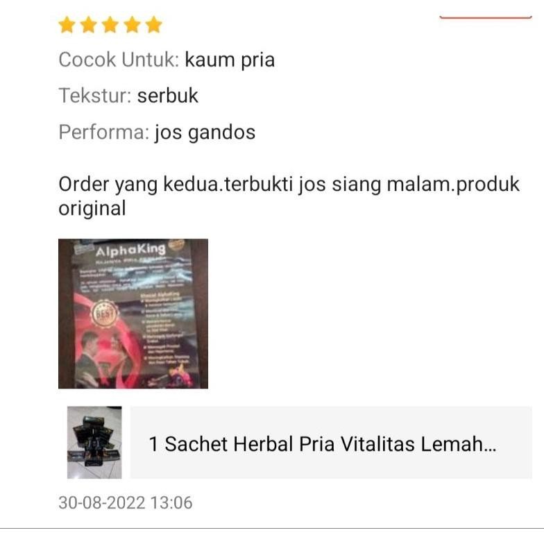 1 Sachet Herbal Pria Vitalitas Lemah Syahwat Impotensi AlphaKing Alpha King Keperkasaan Pria Sejati 