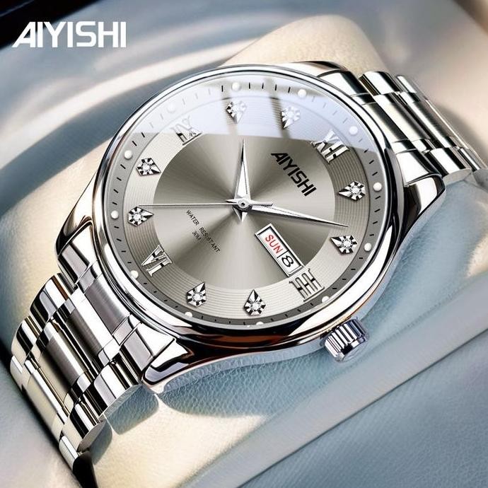 Aiyishi Jam Tangan Couple Tahan Air Origina  Asli Cewek Cowok Luminous Kalender Fashion Watch Model 