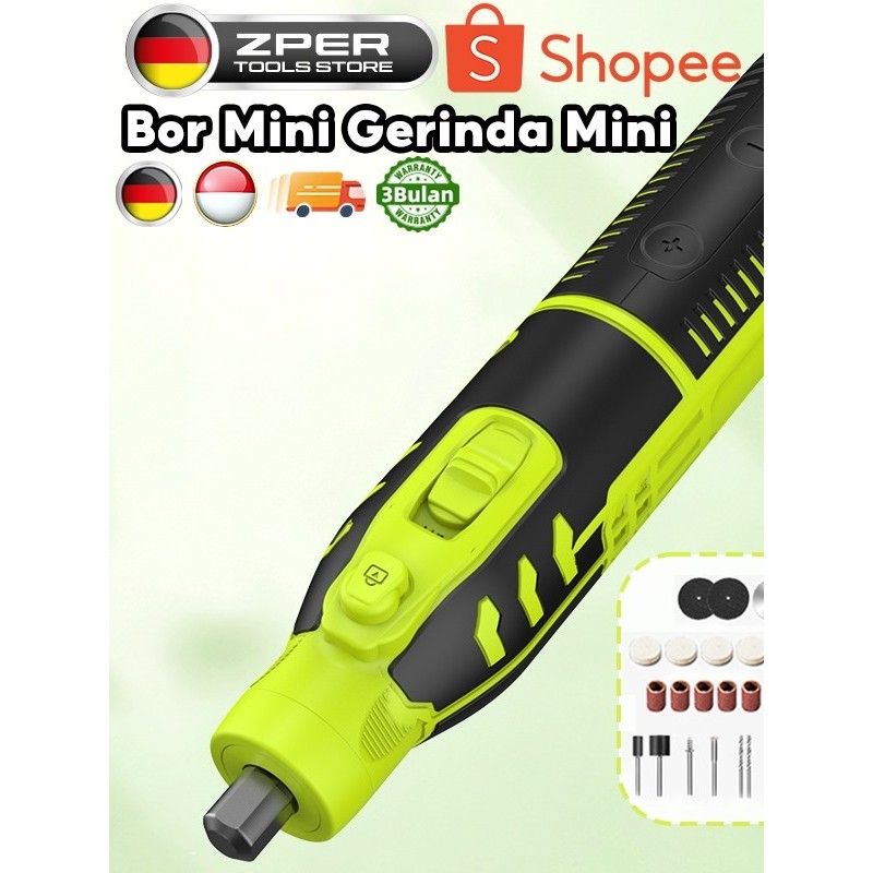 ZPER Bor Mini Listrik Set Lengkap Gerinda Mini Listrik Penghalus-Alat Gerinda Mikro Pengukir Pena