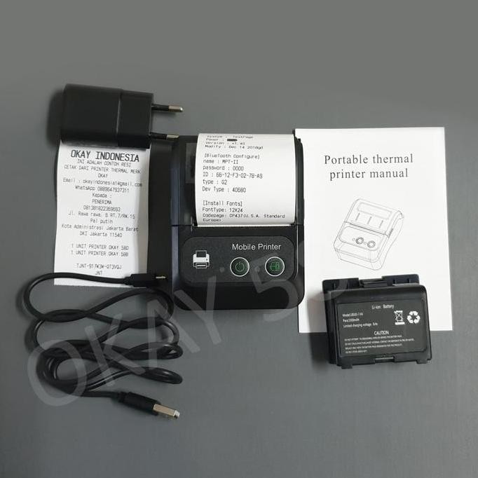 Bluetooth Printer Bukukas Portable Thermal Baterai 58Mm Dt 58B Ok 58B New Stok