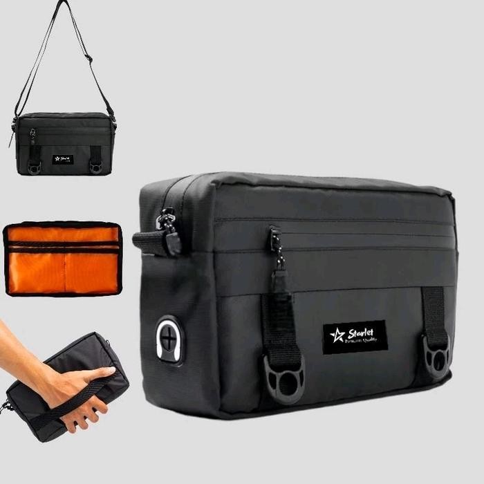 TS Tas Handbag Selempang Pria Hitam Slingbag Ring D