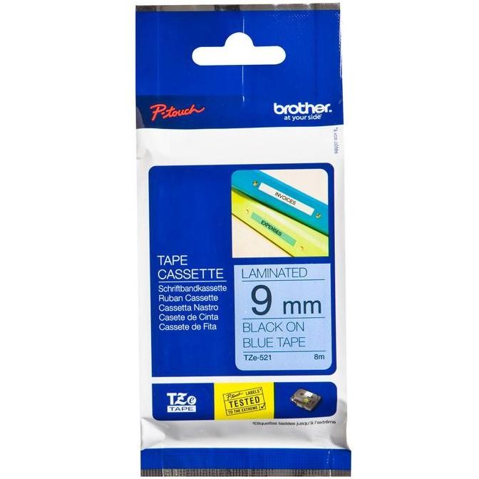 

Brother Label Tape Tze-521 9Mm Black On Blue Tze521 New Stok
