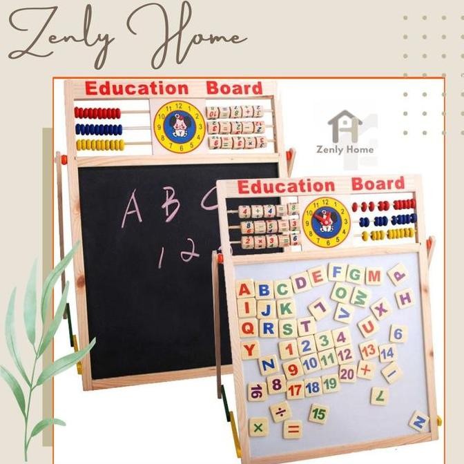 

Zen057- Papan tulis education magnet board magnet 2 sisi 2in1 besar/white n black board