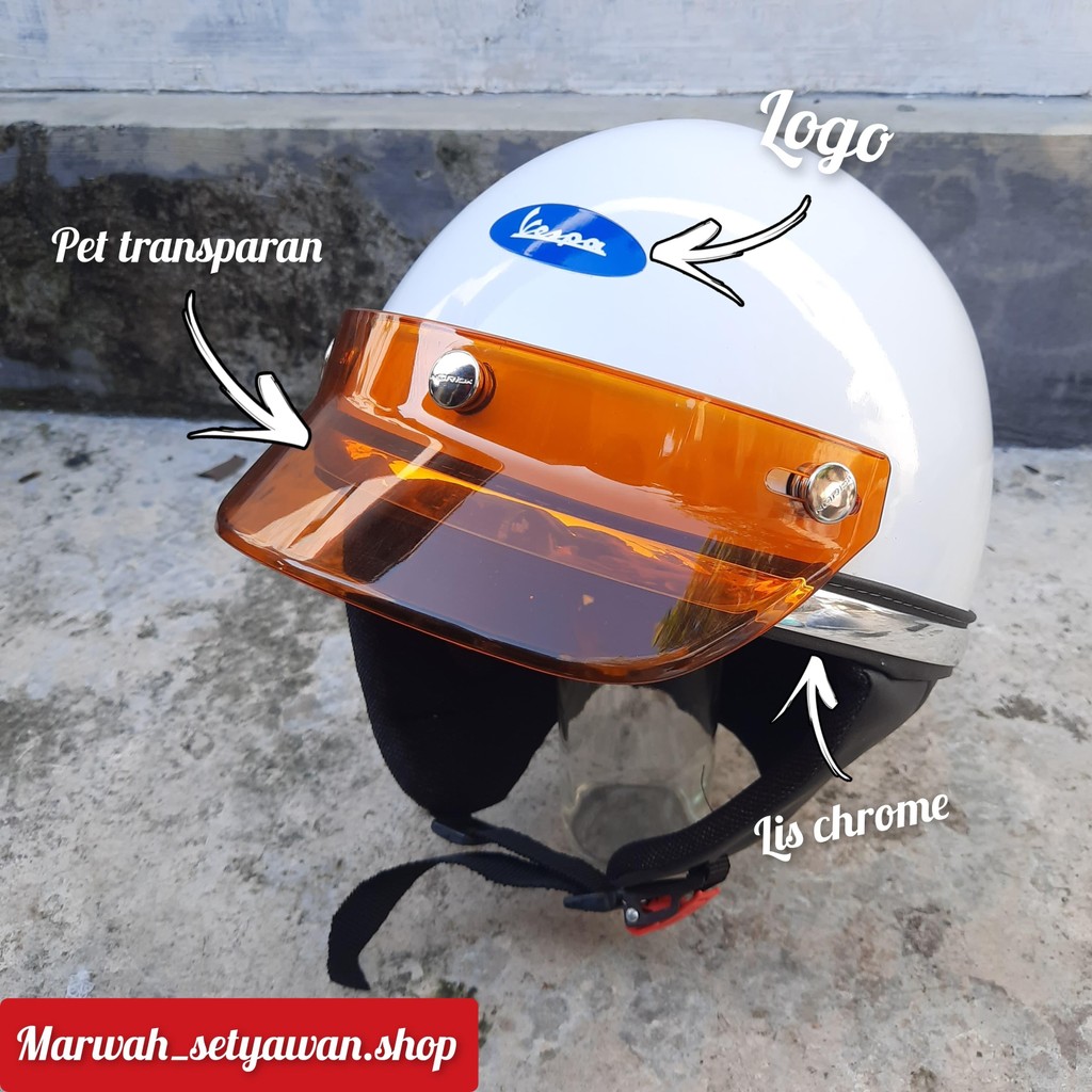 RPM Helm chips retro vespa lis chrome pet transparan