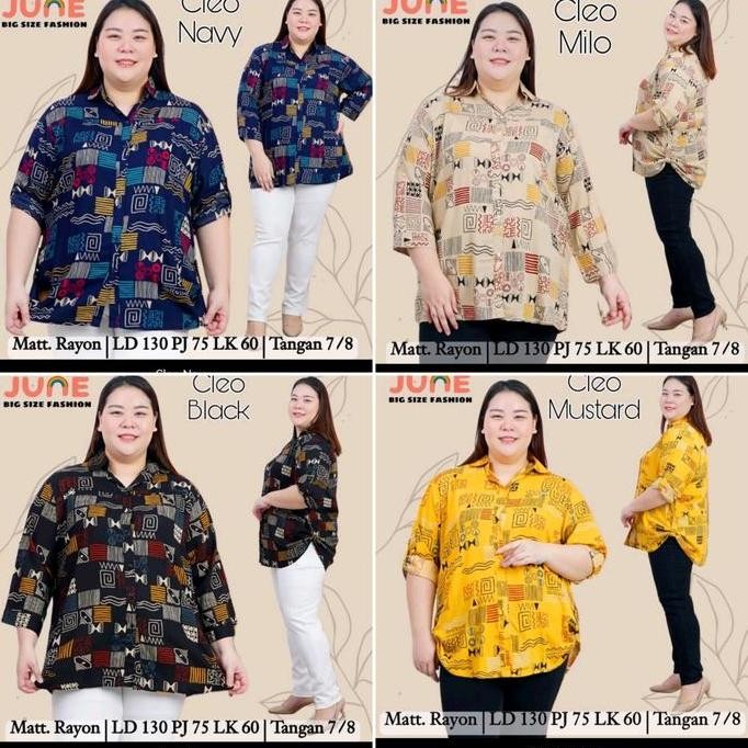 JUMBO KEMEJA WANITA KATUN RAYON MOTIF FIT XXXL LD 130