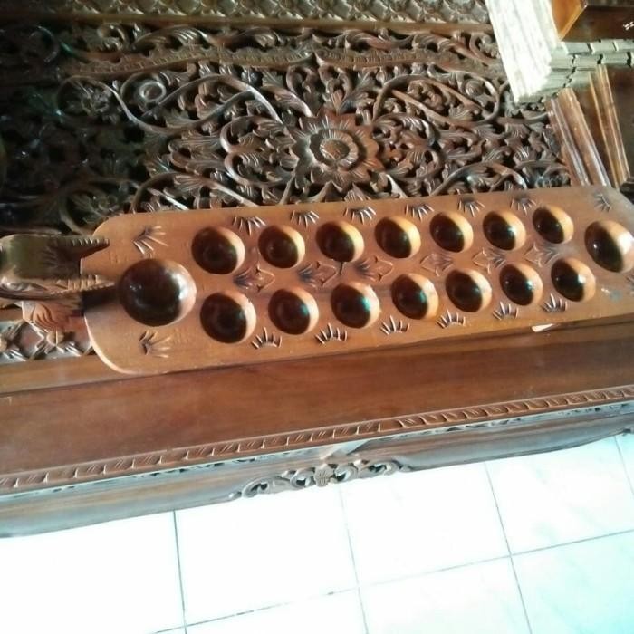 dakon congklak ukir dari kayu jati free biji dakon Berkualitas