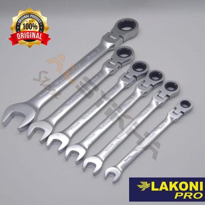 New Kunci Ring Pas Ratchet Flexible Lakoni Pro - Set Fleksibel 8-19mm