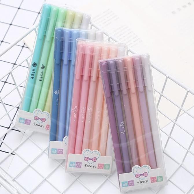 

PULPEN GEL SET - PEN SET AESTHETIC - PEN ISI 6 PCS - PEN POLOS SM