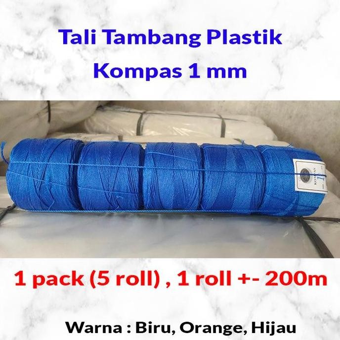 

TALI TAMBANG PLASTIK KOMPAS 1MM2MM 5 ROLL/PACK TALI SERBAGUNA MURAH ASLI