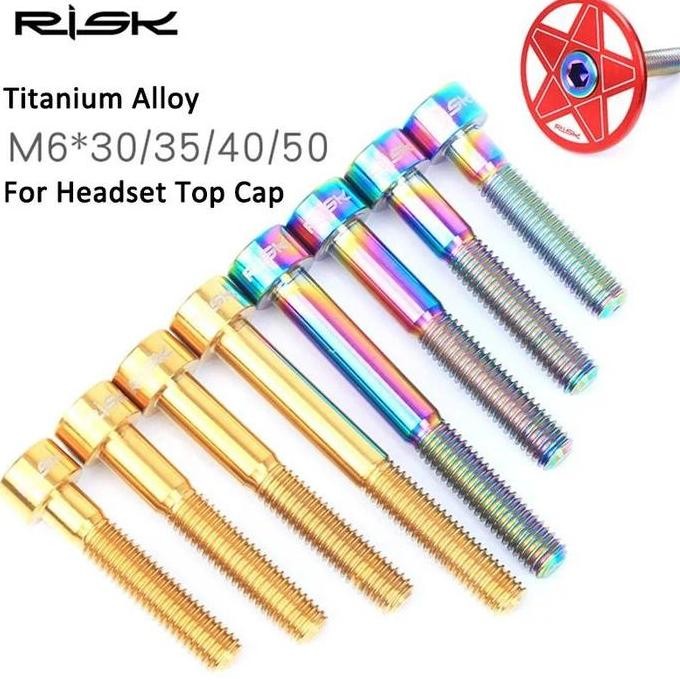 SALE RISK BAUT TITANIUM M6 BAUT HEADSET FORK TOP CAP COVER STEM SEPEDA MTB