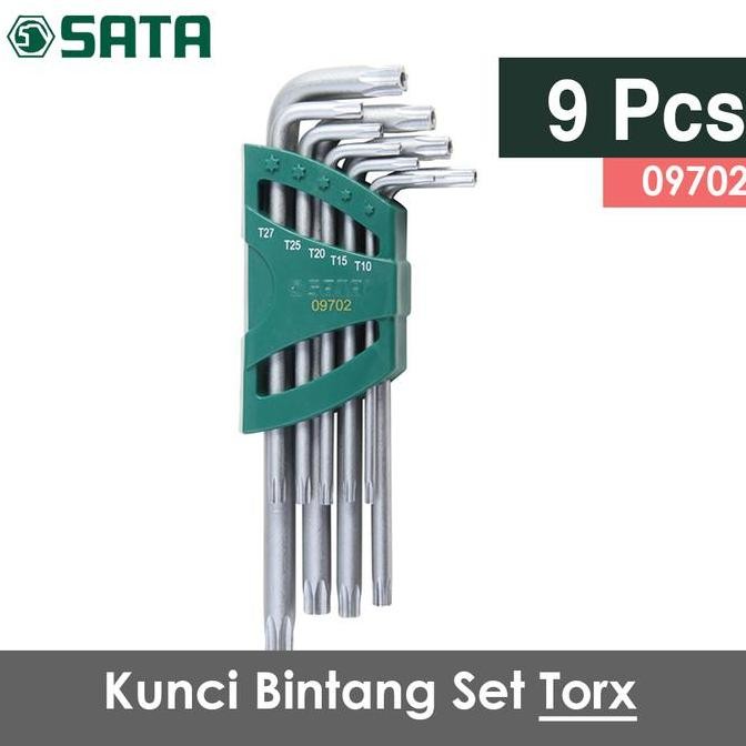 New SATA Kunci Bintang L Set 9 Pcs Extra Panjang - Kunci Torx T10-T50 Hand Tools