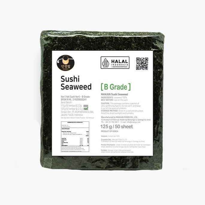 

Manjun Nori Rumput Laut Grade B 18X18Cm (50 Pcs=1 Pack) 100% Halal. Kualitas Terbaik Harga Termurah