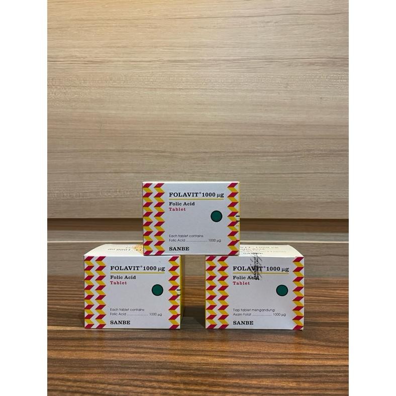 Folavit 1000 Mcg Folic Acid 1000 Mcg Asam Folat 1 Mg Box Isi 100 Kaplet