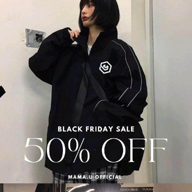 Mama.U Tracktop Jaket Motor Reflecktife Pria Wanita Waterproof Track Jacket Sporty Atletis Oversize 