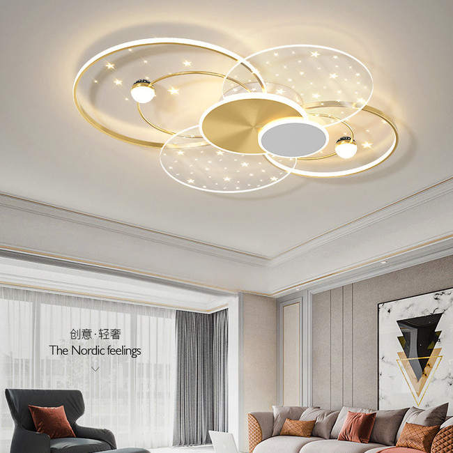 Remote Lampu Gantung Mewah Ruang Tamu Lampu Hias Ruang Tamu LED 3 Warna Lampu Hias Minimalis Lampu