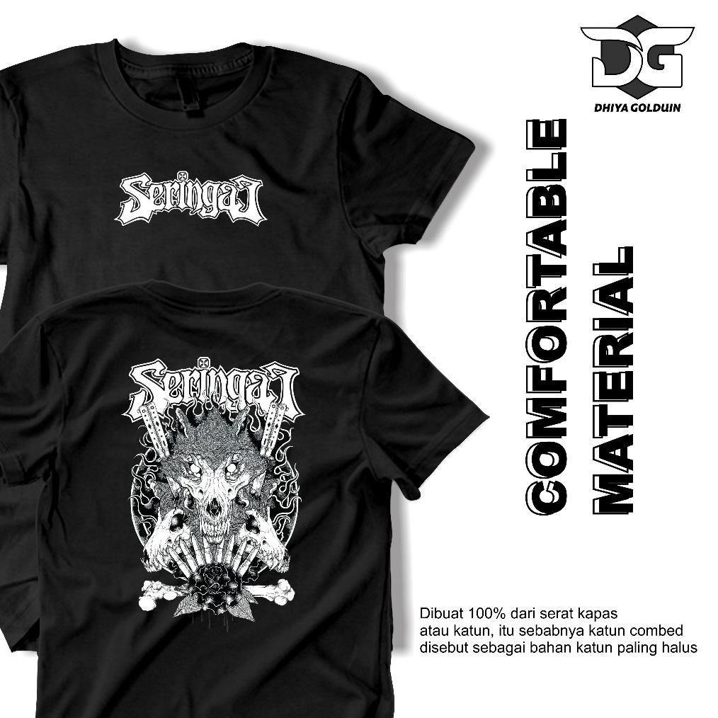 Promo Kaos Band Seringai T-Shirt Musik Rock Hardcore Metal Kaos Pria Distro Original 100% Dhiya Gold