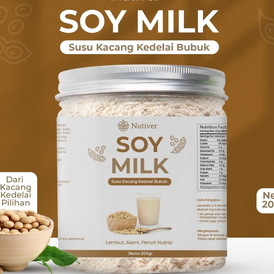 

Nutiver Susu Kedelai Bubuk Soy Milk Powder Kedele Bubuk Alami Tanpa Gula Tambahan 200Gr